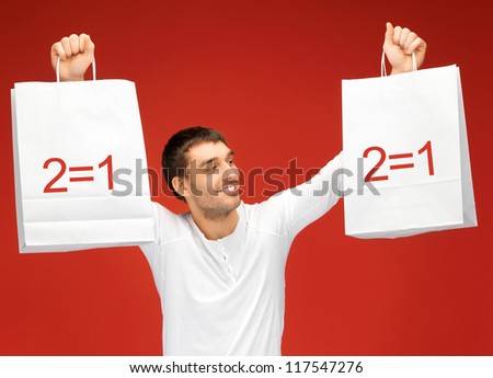picture of handsome man with shopping bags