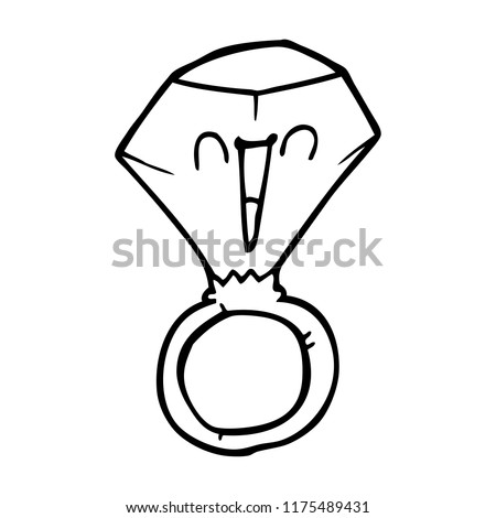 line drawing cartoon red ruby ring