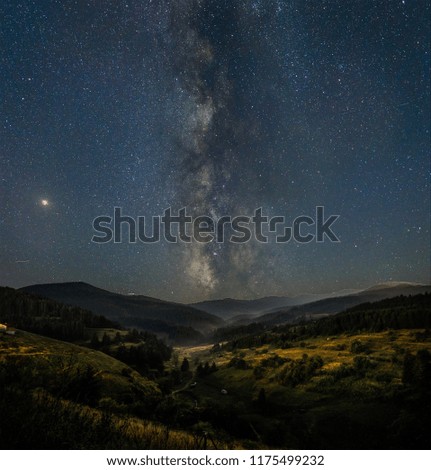 Starry night over the Rhodope mountain