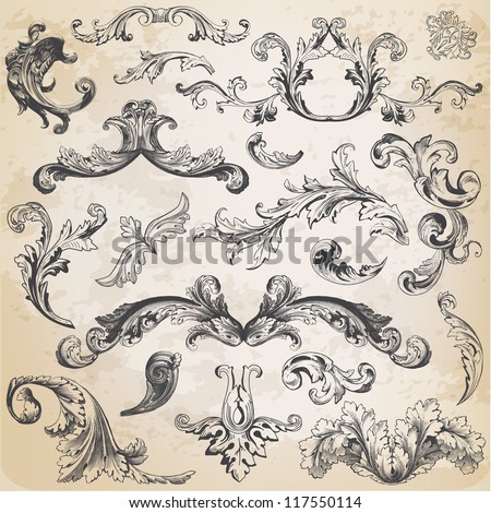 Vector Set: Calligraphic Design Elements and Page Decoration, Vintage Frame collection with Flowers