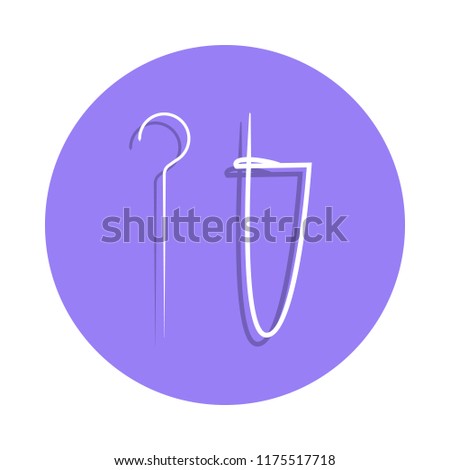 hook pin icon in badge style. One of Handmade collection icon can be used for UI, UX