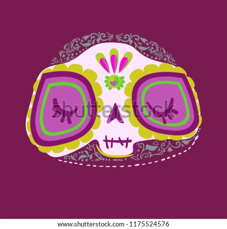 Day of the Dead Cartoon. Holiday. Skull decorative Vector Illustration