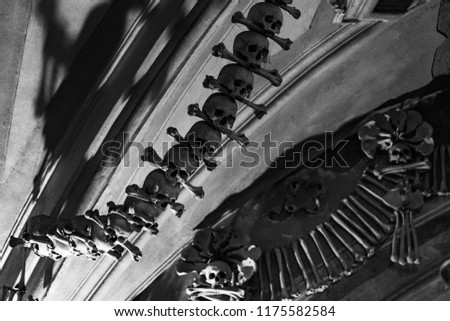 decoration of human bones in the church