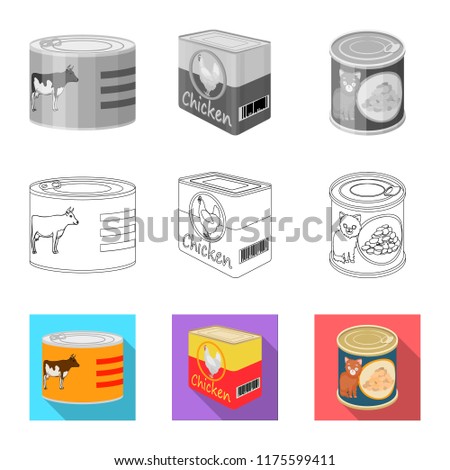Isolated object of can and food icon. Set of can and package stock symbol for web.
