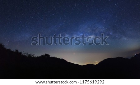 Panorama landscape Milky Way Galaxy at Doi Luang Chiang Dao high mountain in Chiang Mai Province, Thailand