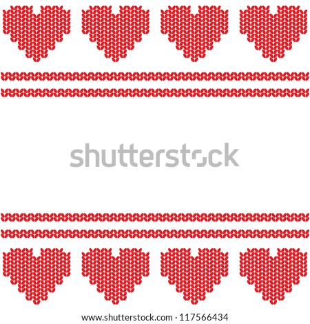 Knitted heart. Valentines day card