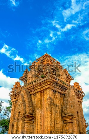 Pattern on Ponagar or Thap Ba Po Nagar is a Cham temple tower near Nha Trang city in Vietnam