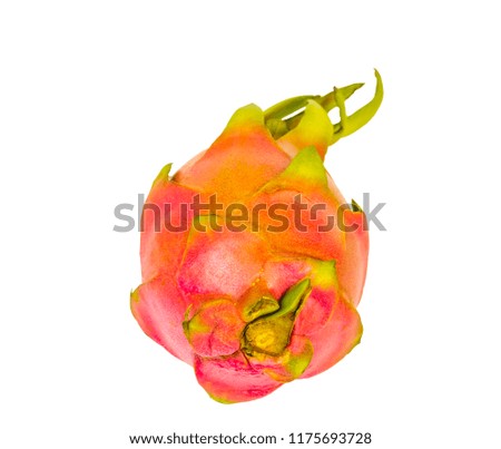 Colorful dragon fruits isolated on white background with cliping path, fresh pitaya fruit
