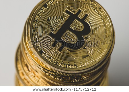 Stack of Bitcoin close-up 