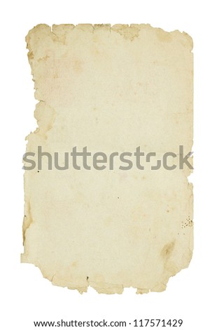 Old paper isolated on a white background.