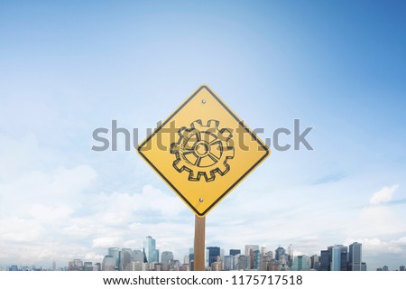 Traffic sign concept cogwheel on sign