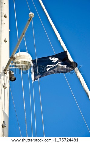 Pirate flag on blue sky