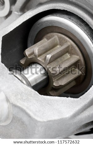Detail of automobile starter gear. Royalty-Free Stock Photo #117572632