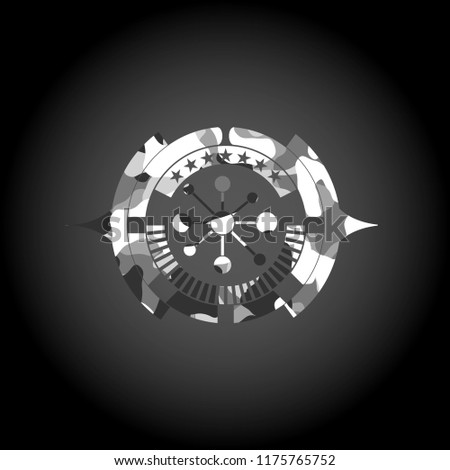 business network icon inside grey camo texture