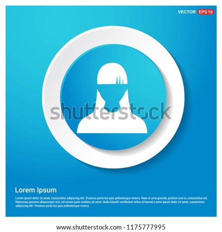 Female User Icon Abstract Blue Web Sticker Button - Free vector icon