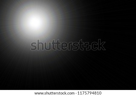 Using lens flare effects for overlay designs or screen blending mode to make high-quality images of white sunlight isolated on a black background