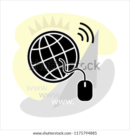 Go To Web, Globe Icon, Cursor Arrow Vector Art Illustration