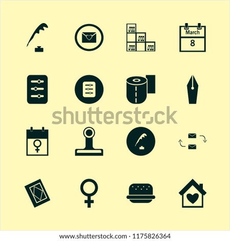 paper vector icons set. with paper clip, female gender symbol, house heart and holy quran in set