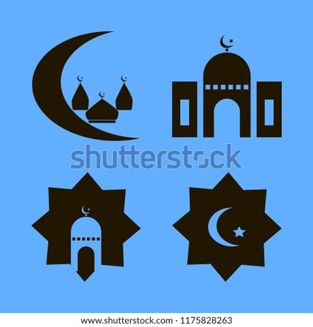 east vector icons set. with islam symbol, islamic mosque and mosque in set