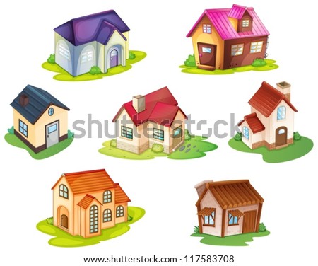 illustration of various houses on a white background