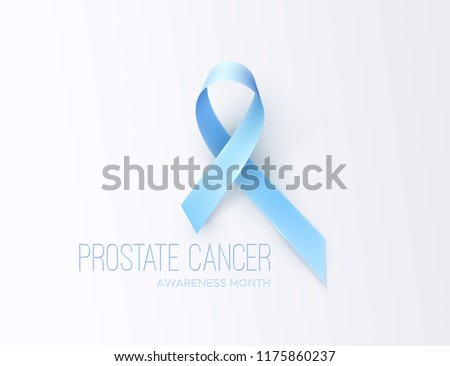 Prostate Cancer Awareness Blue Ribbon. Blue november symbol. Disease prevention month banner concept. Vector healthcare Illustration. Abstract background with men health sign.