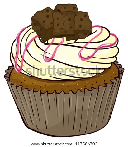 Illustration of an isolated a cupcake on a white background