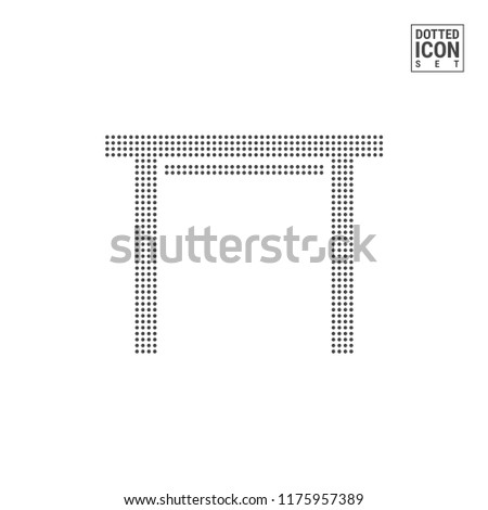 Computer Desk Dot Pattern Icon. Desktop Table Dotted Icon Isolated on White. Vector Background, Design Template. Can Be Used for Advertising, Web and Mobile UI.