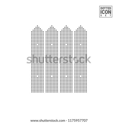 Fence Dot Pattern Icon. Palisade Dotted Icon Isolated on White Background. Vector Illustration or Design Template. Can Be Used for Advertising, Web and Mobile UI.