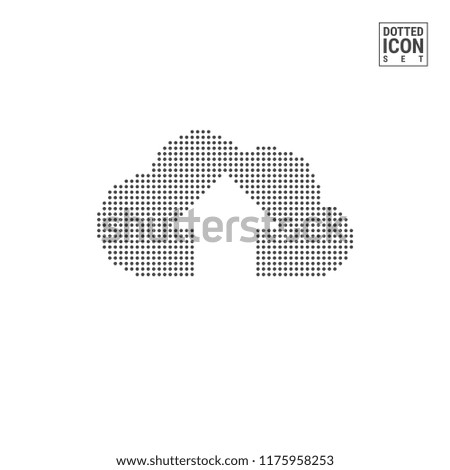 Upload on Cloud Dot Pattern Icon. Data Storage Dotted Icon Isolated on White Background. Vector Illustration of File Storage. Vector Background for Banner, Certificate, Poster Design, Visiting Card.