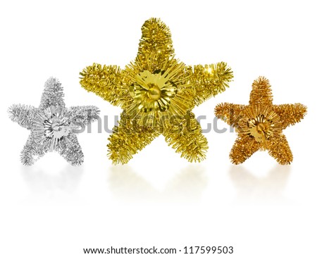 Gold and silver for Christmas  isolated on white background