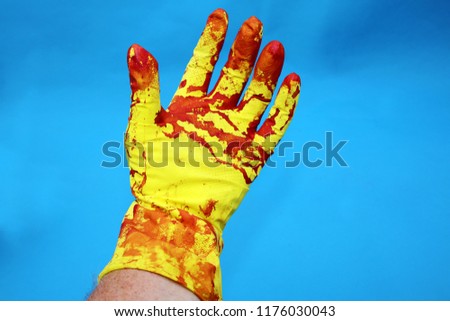 Yellow Bloody Halloween Gloves. Halloween Costume. Evil Doctor. Evil Dentist. Spooky Gloves. Halloween costume party. medical.