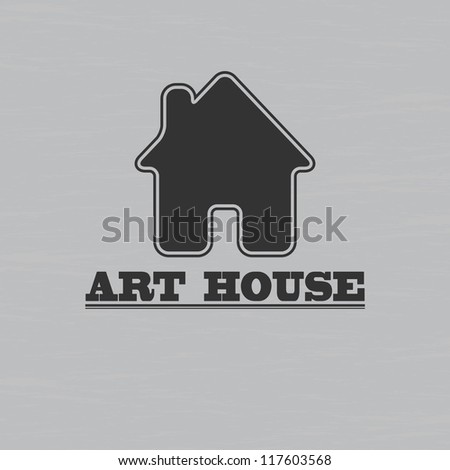 House icon on gray grunge  background