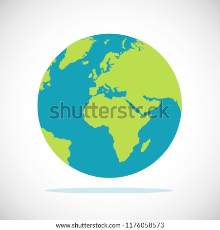 blue and green planet earth icon flat design vector illustration EPS10