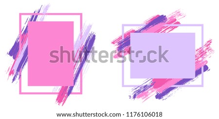 Retro frames with paint brush strokes vector collection. Box borders with painted brushstrokes backgrounds. Educational graphics design empty frame templates for banners, flyers, posters, cards.