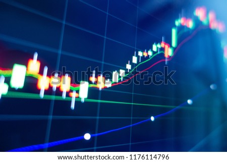 Stock market graph on LED screen monitor 