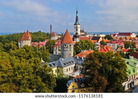 beautiful skyline of historic old town of tallinn estonia