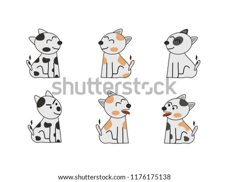 Cute lovely happy dog emotion on the white background