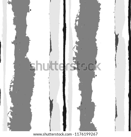 Seamless Background with Stripes Painted Lines. Texture with Vertical Brush Strokes. Scribbled Grunge Motif for Sportswear, Paper, Cloth. Rustic Vector Background with Stripes