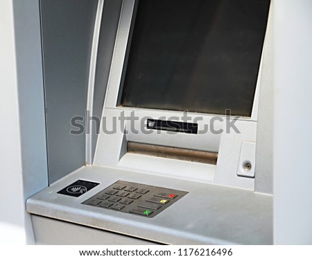 cash atm point dispenser for withdrawing money in town stock photography stock photo