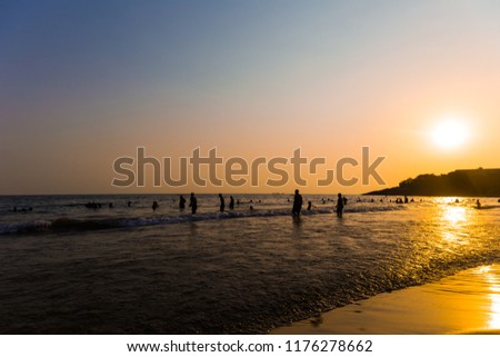 orange beach at sunset