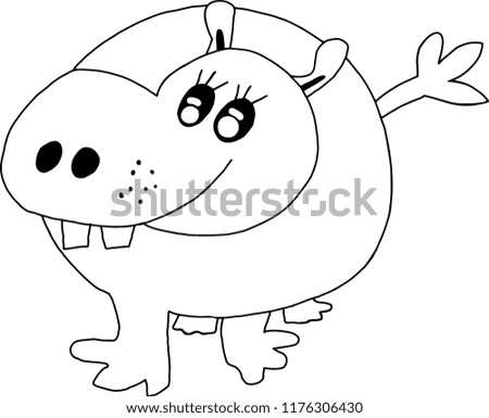 Hand drawn cute hippopotamus vector