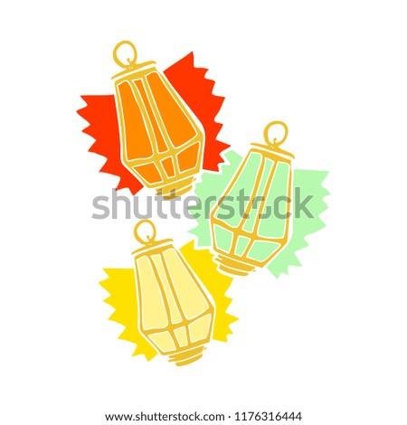 flat color illustration of christmas lanterns