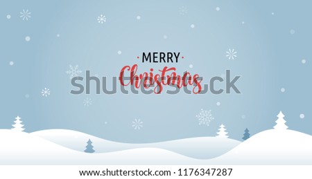 Merry Christmas background with Xmas trees, vector greeting card, poster and banner