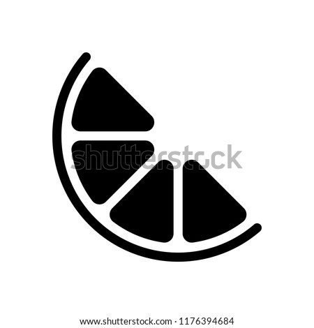 Half lemon or orange. Simple icon. Black on white background Royalty-Free Stock Photo #1176394684