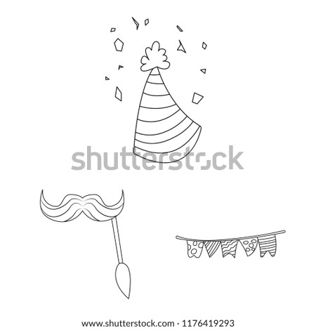 Isolated object of party and birthday symbol. Collection of party and celebration stock vector illustration.
