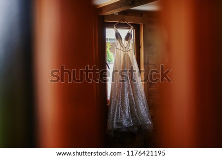 Picture of beautiful modern wedding dress.