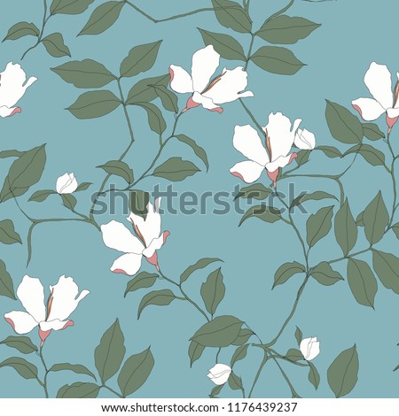 Elegance pattern with flowers and leaf.Floral vector illustration.
