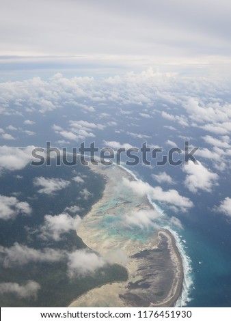 Eagles eye view of the North sentinel island, Andaman. Royalty-Free Stock Photo #1176451930