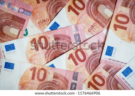 Money. Euro banknotes close up. Several hundred euro banknotes.