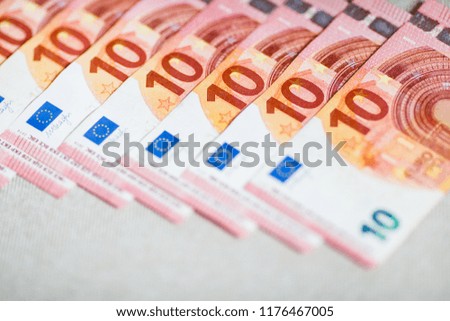 Money. Euro banknotes close up. Several hundred euro banknotes.